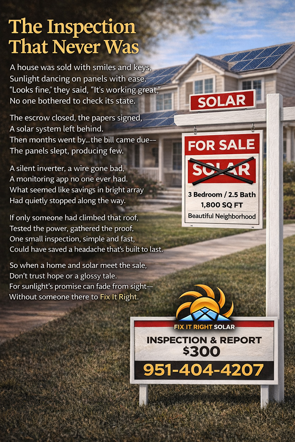 The Inspection That Never Was — a poem about buying a home with an uninspected solar system